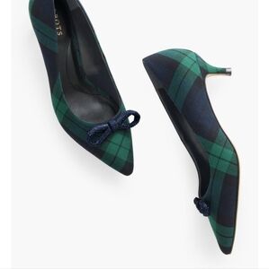 Talbots Plaid Heels with Bow Accent